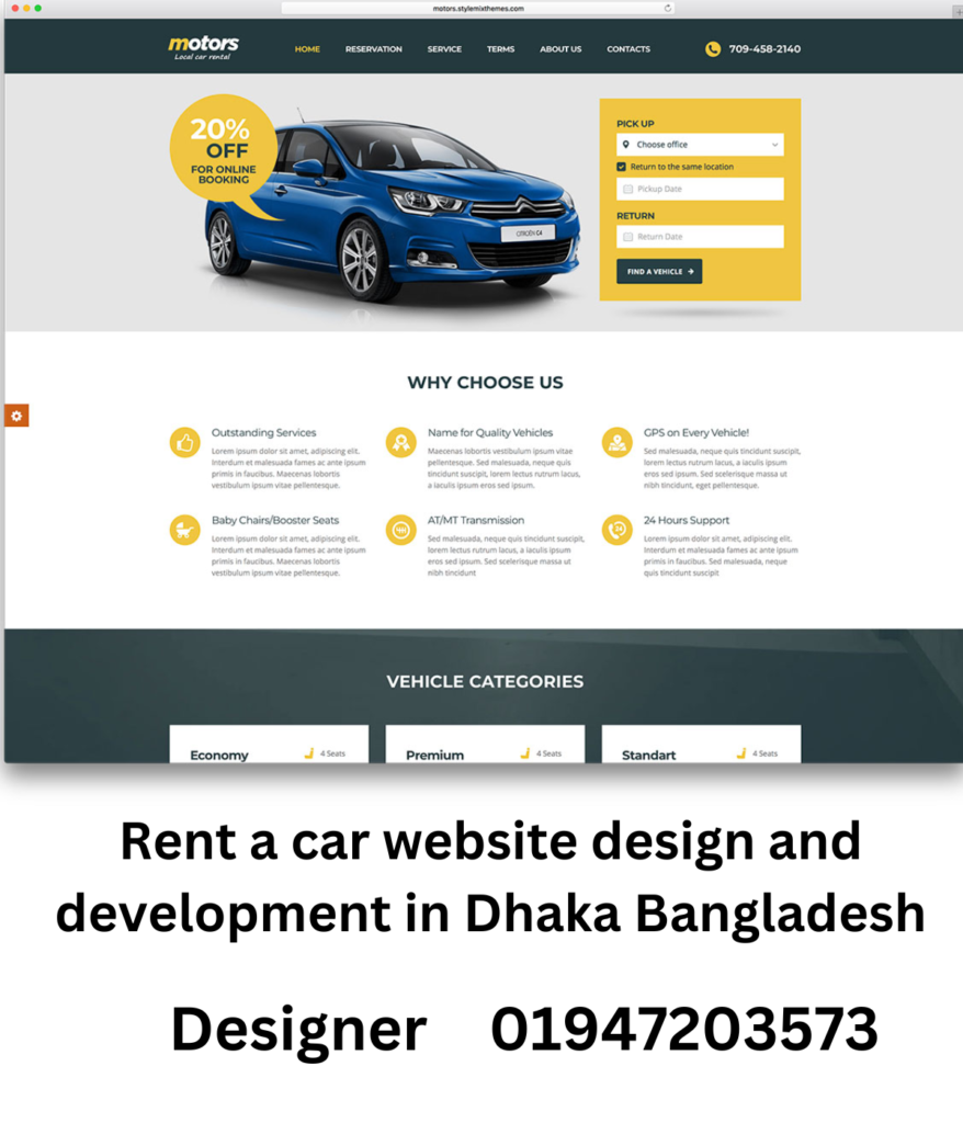 Rent a Car Website Design and Development in Bangladesh